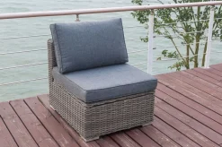 Best Mittelelement, grau, Polyrattan, 70 x 82 x 70 cm, verstellbare Sitzfläche, wasserfeste Kissenbox Polyrattan-Gartenmöbel|Gartenlounge