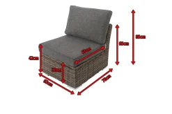 Mittelelement, grau, Polyrattan, 63 x 78 x 65 cm, geeignet für 18370-BOX-A/-D Polyrattan-Gartenmöbel|Gartenlounge