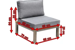 Clearance Mittelelement, silber/grau, Edelstahl/Teakholz/Textil, 79 x 69 x 64 cm Edelstahl-Gartenmöbel|Gartenstühle & Gartensessel