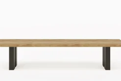 Online New Bob Bank, anthrazit/natur, Alu/recycled Teak, 220 x 40 x 46 cm, rustikal gebürstet Aluminium-Gartenmöbel|Gartenbänke & Gartensofas