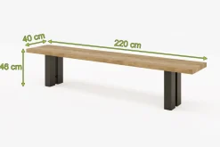 Online New Bob Bank, anthrazit/natur, Alu/recycled Teak, 220 x 40 x 46 cm, rustikal gebürstet Aluminium-Gartenmöbel|Gartenbänke & Gartensofas