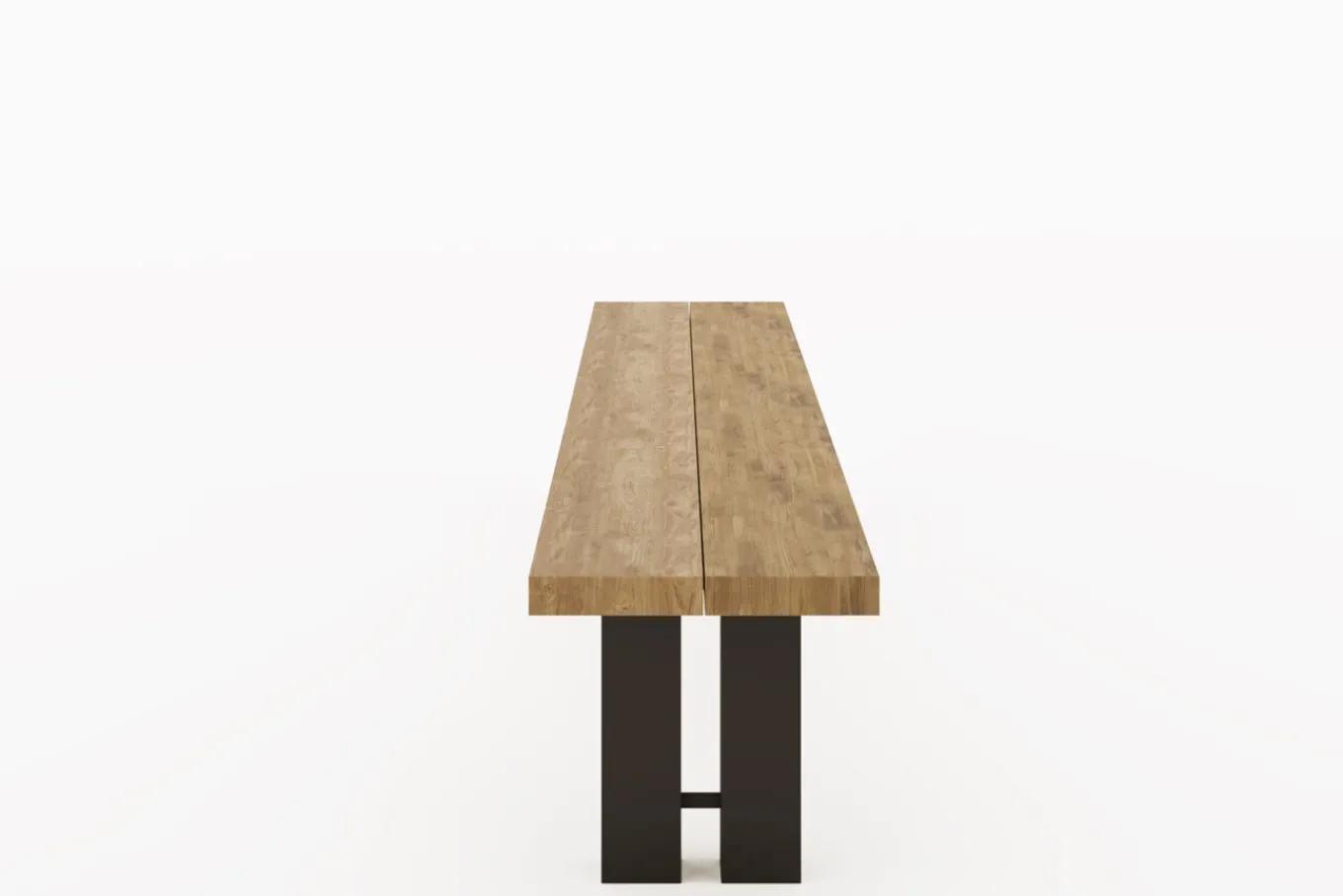 Online New Bob Bank, anthrazit/natur, Alu/recycled Teak, 220 x 40 x 46 cm, rustikal gebürstet Aluminium-Gartenmöbel|Gartenbänke & Gartensofas