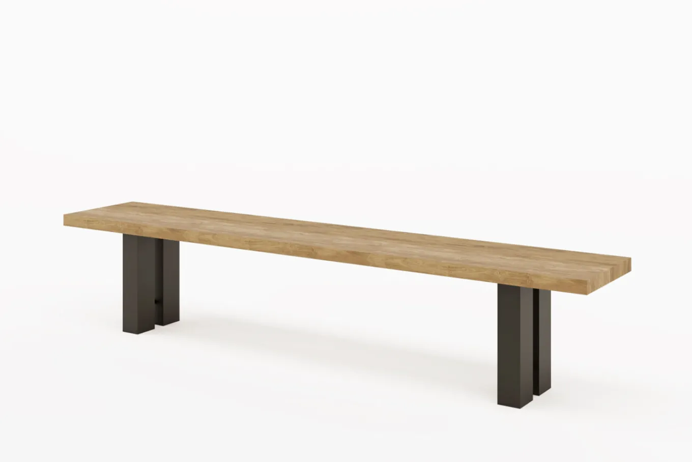 Online New Bob Bank, anthrazit/natur, Alu/recycled Teak, 220 x 40 x 46 cm, rustikal gebürstet Aluminium-Gartenmöbel|Gartenbänke & Gartensofas