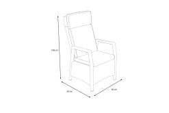 Hot Nova Diningsessel, anthrazit/grau, Alu/Polyrattan, 58 x 68 x 108 cm, verstellbare Rückenlehne, inkl. Polster Aluminium-Gartenmöbel|Gartenstühle & Gartensessel