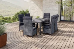 Nova Garten-Essgruppe, 6 Personen, ausziehbar, 160-260cm, Alu/Polyrattan/Spraystone Garten-Essgruppen