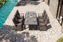 Online Nova Garten-Essgruppe, anthrazit matt/anthrazit, Aluminium/Polyrattan, Tisch 160/260 x 100 cm, 6 Dining-Sessel, FSC®-zertifiziertes Produkt Garten-Essgruppen