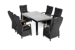 Online Nova Garten-Essgruppe, anthrazit matt/anthrazit, Aluminium/Polyrattan, Tisch 160/260 x 100 cm, 6 Dining-Sessel, FSC®-zertifiziertes Produkt Garten-Essgruppen