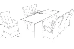 Online Nova Garten-Essgruppe, anthrazit matt/anthrazit, Aluminium/Polyrattan, Tisch 160/260 x 100 cm, 6 Dining-Sessel, FSC®-zertifiziertes Produkt Garten-Essgruppen