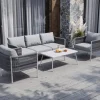 Discount Odense Gartenlounge, 5 Personen, Tisch 100 x 55 cm, inkl. Polster, Aluminium/Rope-Geflecht Gartenlounge|Aluminium-Gartenmöbel