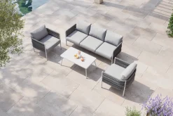 Discount Odense Gartenlounge, 5 Personen, Tisch 100 x 55 cm, inkl. Polster, Aluminium/Rope-Geflecht Gartenlounge|Aluminium-Gartenmöbel