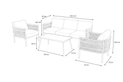 Discount Odense Gartenlounge, 5 Personen, Tisch 100 x 55 cm, inkl. Polster, Aluminium/Rope-Geflecht Gartenlounge|Aluminium-Gartenmöbel