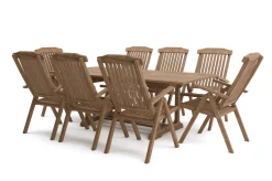 Outlet Ontario/Bounty Garten-Essgruppe, natur, Teak, 160/210x90cm, 8x Klappsessel Garten-Essgruppen