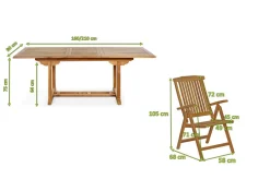 New Ontario/Bounty Garten-Essgruppe, natur, Teak, 160/210x90cm, 6x Klappsessel Garten-Essgruppen|Teak-Gartenmöbel