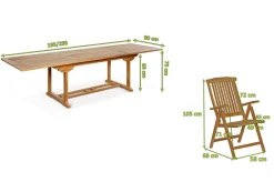 Sale Ontario/Bounty Garten-Essgruppe, natur, Teak, 195/295 x 90 cm, 6x Klappsessel Garten-Essgruppen|Teak-Gartenmöbel