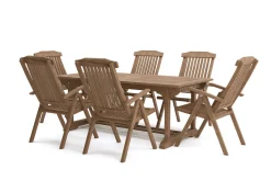 Sale Ontario/Bounty Garten-Essgruppe, natur, Teak, 195/295 x 90 cm, 6x Klappsessel Garten-Essgruppen|Teak-Gartenmöbel
