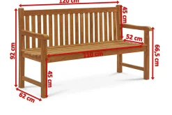 Discount Ontario 2-Sitzer Gartenbank, natur, Teakholz, 120x62x92cm, fein geschliffen Gartenbänke & Gartensofas