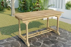 New Ontario/Washington Garten-Essgruppe, natur, Teak, 195/295 x 90 cm, 6x Stapelsessel Garten-Essgruppen