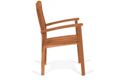 New Ontario/Washington Garten-Essgruppe, natur, Teak, 195/295 x 90 cm, 6x Stapelsessel Garten-Essgruppen
