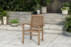 New Ontario/Washington Garten-Essgruppe, natur, Teak, 160/210x90cm, 8x Stapelsessel Garten-Essgruppen|Teak-Gartenmöbel