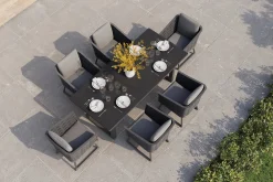 Best Oranger Blossom Garten-Essgruppe, 6 Personen, Tisch 200x90cm, inkl. Polster, anthrazit/Rope Garten-Essgruppen|Aluminium-Gartenmöbel
