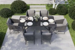 Best Oranger Blossom Garten-Essgruppe, 6 Personen, Tisch 200x90cm, inkl. Polster, anthrazit/Rope Garten-Essgruppen|Aluminium-Gartenmöbel