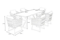 Best Oranger Blossom Garten-Essgruppe, anthrazit, Alu/XL Geflecht, 7-teilig, inkl. Sitz- und Rückenkissen, Tisch 200 x 90 x 76 cm Garten-Essgruppen