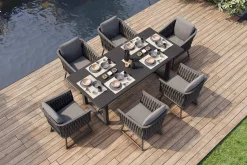 Best Oranger Blossom Garten-Essgruppe, anthrazit, Alu/XL Geflecht, 7-teilig, inkl. Sitz- und Rückenkissen, Tisch 200 x 90 x 76 cm Garten-Essgruppen