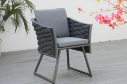 Best Oranger Blossom Sessel, anthrazit, Aluminium/XL Rope, 60x62x75 cm, inkl. Polster Gartenstühle & Gartensessel|Rope-Gartenmöbel
