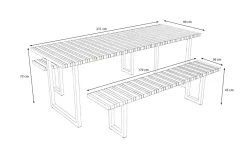 Discount Oslo Garten-Essgruppe, 6 Personen, 2 Bänke, 210x90cm, Aluminium/Teak, FSC®-zertifiziert Garten-Essgruppen|Aluminium-Gartenmöbel