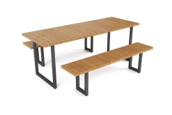 Discount Oslo Garten-Essgruppe, 6 Personen, 2 Bänke, 210x90cm, Aluminium/Teak, FSC®-zertifiziert Garten-Essgruppen|Aluminium-Gartenmöbel