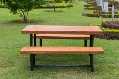 Clearance Oslo Garten-Essgruppe, natur, Akazie, Tisch 170 x 90 cm, 6 Personen, 2x Bank 160 x 35 cm, FSC®-zertifiziertes Produkt Garten-Essgruppen|Akazien-Gartenmöbel