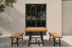 Clearance Oslo Garten-Essgruppe, natur, Akazie, Tisch 170 x 90 cm, 6 Personen, 2x Bank 160 x 35 cm, FSC®-zertifiziertes Produkt Garten-Essgruppen|Akazien-Gartenmöbel