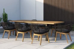 Sale Oxford Garten-Essgruppe, anthrazit/natur, Edelstahl/recycled Teak/Rope, 200/260 x 100 cm, 8x Sessel, FSC®-zertifiziertes Produkt Garten-Essgruppen|Edelstahl-Gartenmöbel