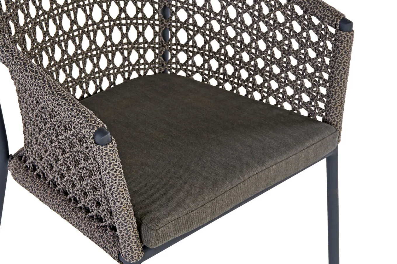 Hot Oxford/Zui Garten-Essgruppe, anthrazit/hellgrau, Edelstahl/recycled Teak/Rope, 200/260 x 100 cm, 6x Sessel, inkl. Polster Garten-Essgruppen|Edelstahl-Gartenmöbel