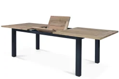 Clearance Oxford/Zui Garten-Essgruppe, anthrazit/dunkelgrau, Edelstahl/recycled Teak/Rope, 200/260 x 100 cm, 8x Sessel, inkl. Polster Garten-Essgruppen