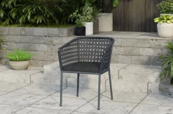 Sale Oxford/Zui Garten-Essgruppe, anthrazit/dunkelgrau, Edelstahl/recycled Teak/Rope, 200/260 x 100 cm, 6x Sessel, inkl. Polster Garten-Essgruppen