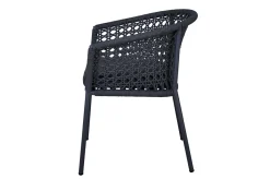 Sale Oxford/Zui Garten-Essgruppe, anthrazit/dunkelgrau, Edelstahl/recycled Teak/Rope, 200/260 x 100 cm, 6x Sessel, inkl. Polster Garten-Essgruppen