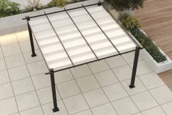 Discount Pergola, faltbares Stoffdach 4 x 4 m, Aluminium/Polyester, Anthrazit/Creme, UV-Schutz 30+ Pergola|Aluminium-Gartenmöbel