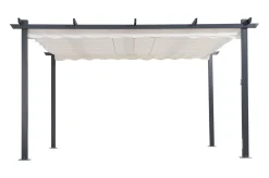 Discount Pergola, faltbares Stoffdach 4 x 4 m, Aluminium/Polyester, Anthrazit/Creme, UV-Schutz 30+ Pergola|Aluminium-Gartenmöbel