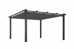 Discount Pergola mit faltbarem Stoffdach, Anthrazit, Aluminium/Polyester, 4 x 4 m, Air-Vent System, UV-beständig Pergola|Aluminium-Gartenmöbel