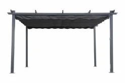 Discount Pergola mit faltbarem Stoffdach, Anthrazit, Aluminium/Polyester, 4 x 4 m, Air-Vent System, UV-beständig Pergola|Aluminium-Gartenmöbel