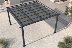 Discount Pergola mit faltbarem Stoffdach, Anthrazit, Aluminium/Polyester, 4 x 4 m, Air-Vent System, UV-beständig Pergola|Aluminium-Gartenmöbel