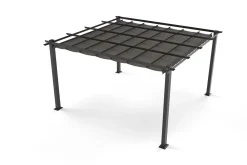 Discount Pergola mit faltbarem Stoffdach, Anthrazit, Aluminium/Polyester, 4 x 4 m, Air-Vent System, UV-beständig Pergola|Aluminium-Gartenmöbel