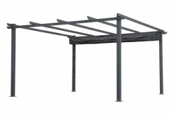 Discount Pergola mit faltbarem Stoffdach, Anthrazit, Aluminium/Polyester, 4 x 4 m, Air-Vent System, UV-beständig Pergola|Aluminium-Gartenmöbel