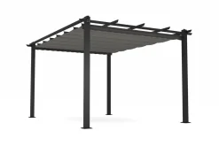 Outlet Pergola mit faltbarem Stoffdach, Anthrazit, Aluminium/Polyester, 3 x 4 m, Air-Vent System, UV-Schutz 30 Pergola|Aluminium-Gartenmöbel