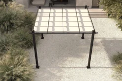 Hot Pergola mit faltbarem Stoffdach, Anthrazit/Creme, Aluminium/Polyester, 3 x 3 m, Air-Vent System, UV-Schutz 30+ Pergola|Aluminium-Gartenmöbel