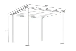 Hot Pergola mit faltbarem Stoffdach, Anthrazit/Creme, Aluminium/Polyester, 3 x 3 m, Air-Vent System, UV-Schutz 30+ Pergola|Aluminium-Gartenmöbel