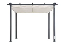 Hot Pergola mit faltbarem Stoffdach, Anthrazit/Creme, Aluminium/Polyester, 3 x 3 m, Air-Vent System, UV-Schutz 30+ Pergola|Aluminium-Gartenmöbel