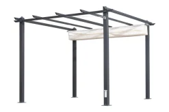 Hot Pergola mit faltbarem Stoffdach, Anthrazit/Creme, Aluminium/Polyester, 3 x 3 m, Air-Vent System, UV-Schutz 30+ Pergola|Aluminium-Gartenmöbel