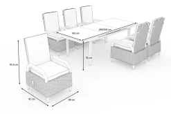 New Porto Garten-Essgruppe, anthrazit/grau, Alu/Polyrattan, ausziehbarer Tisch 180/240 x 100 cm, verstellbare Rückenlehne inkl. Polster Garten-Essgruppen|Aluminium-Gartenmöbel